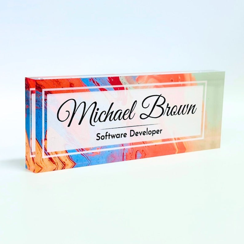 Personalized Acrylic Name Block - Orange-Blue Dream
