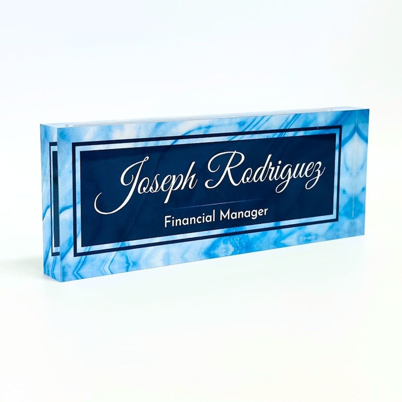 Personalized Acrylic Name Block - Blue Wave
