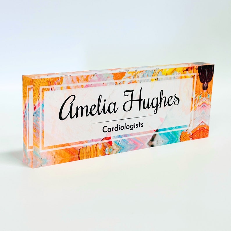 Personalized Acrylic Name Block - Orange Paint