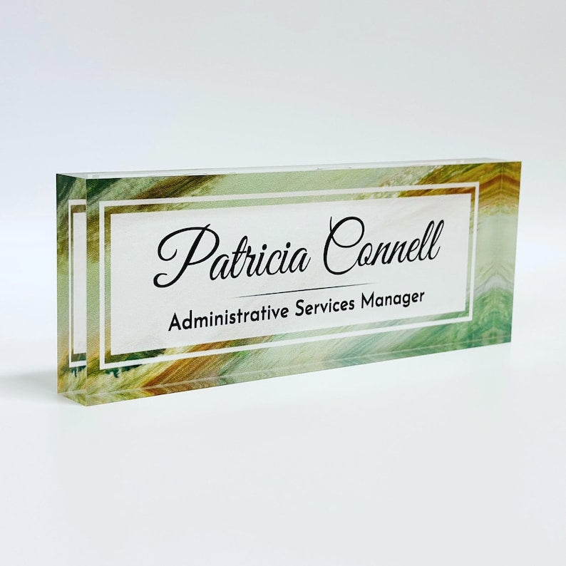 Personalized Acrylic Name Block - Green Wave