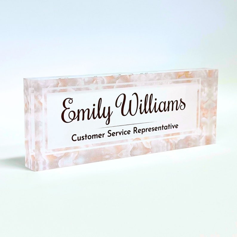 Personalized Acrylic Name Block - Mother of Pearl