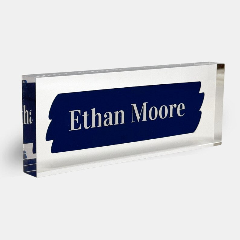 Personalized Acrylic Name Block - Navy Brush