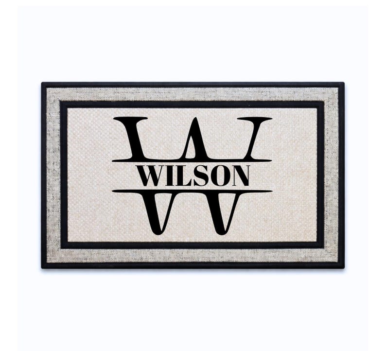 Split Monogram Door Mat