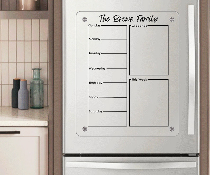 Magnetic Weekly Fridge Planner with Groceries and This Week