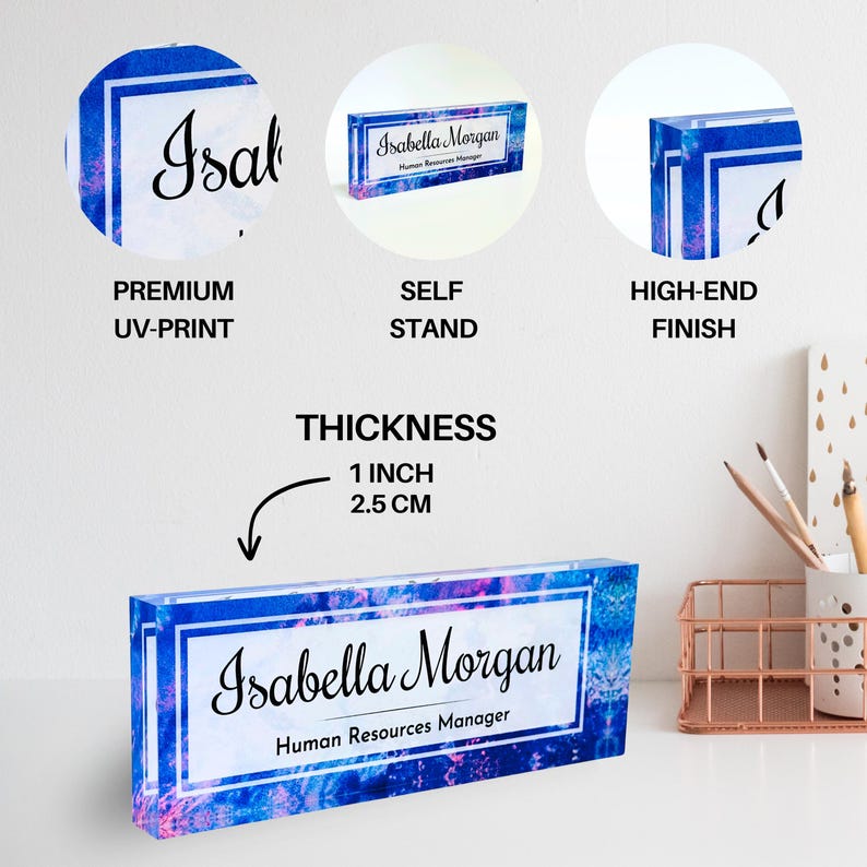 Personalized Acrylic Name Block - Orange Paint