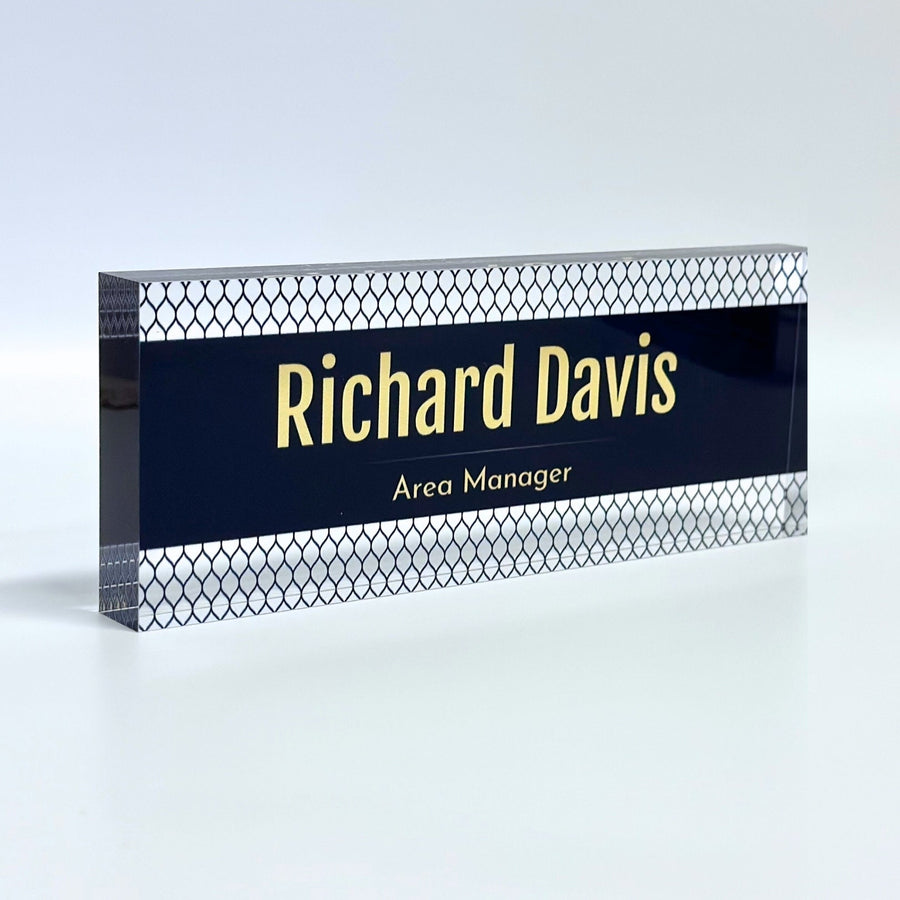 Personalized Acrylic Name Block - Elegant Navy
