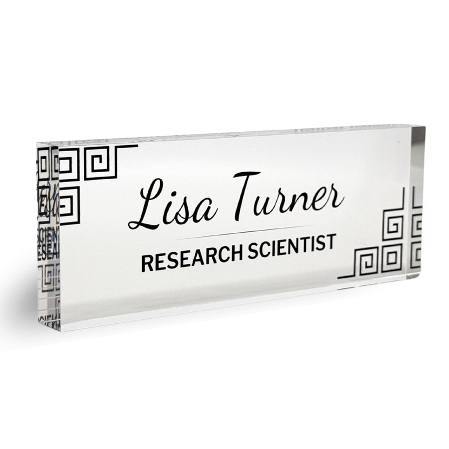 Personalized Acrylic Name Block - Greek Key Corners