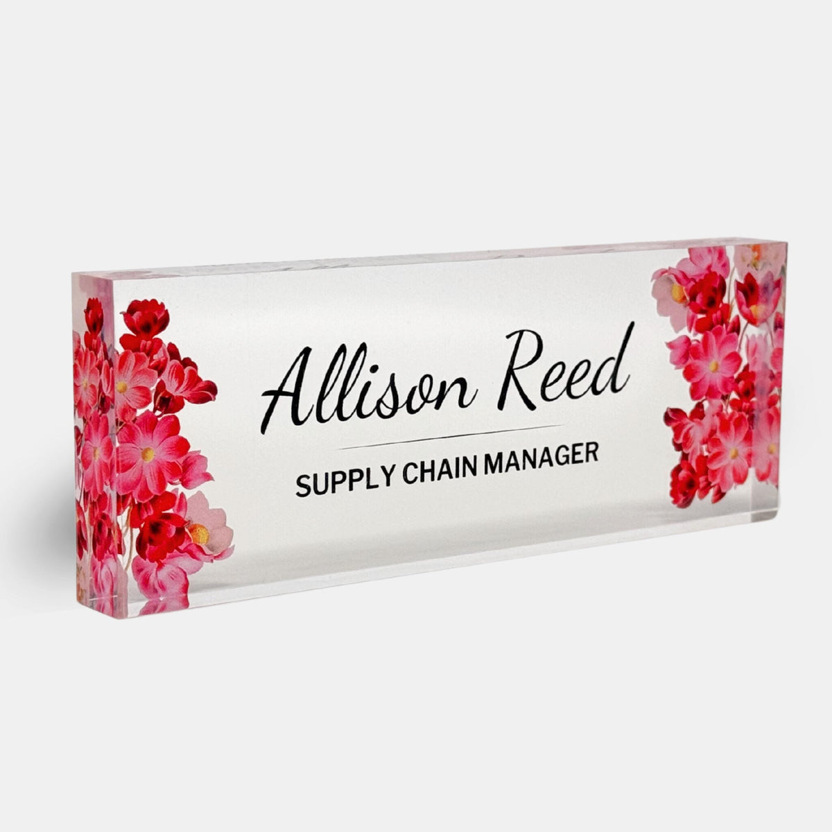 Personalized Acrylic Name Block - Blush Flowers