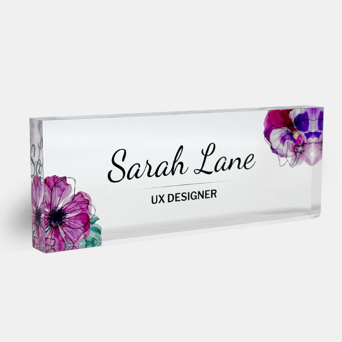 Personalized Acrylic Name Block - Purple Blooms
