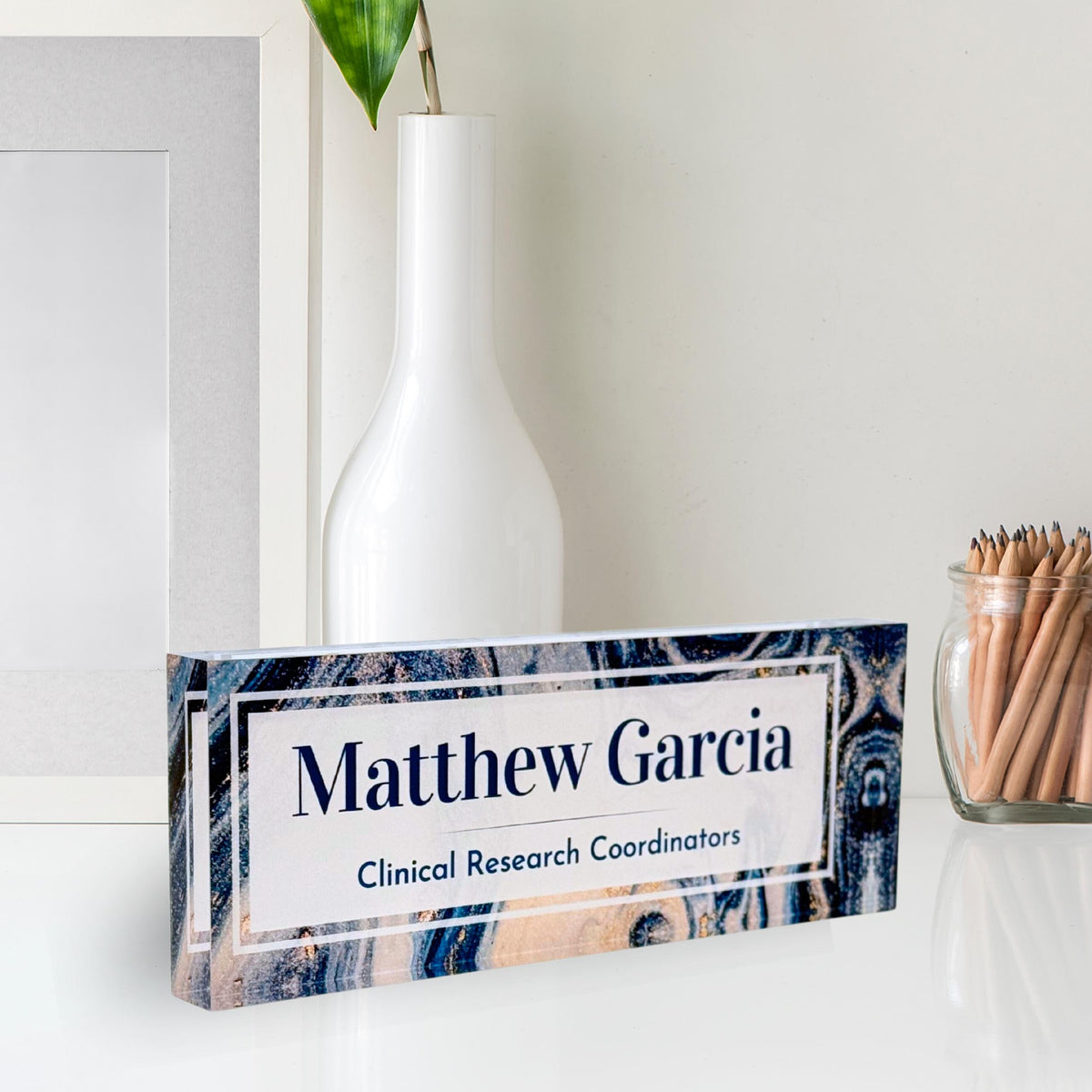 Personalized Acrylic Name Block - Greek Key Corners