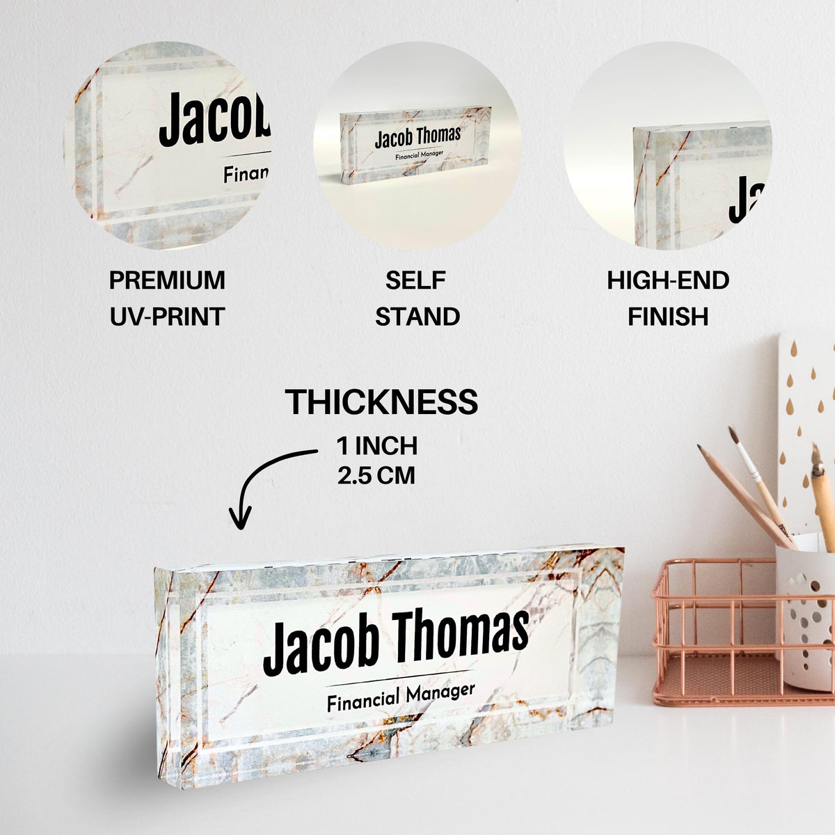 Personalized Acrylic Name Block - Greek Key Corners