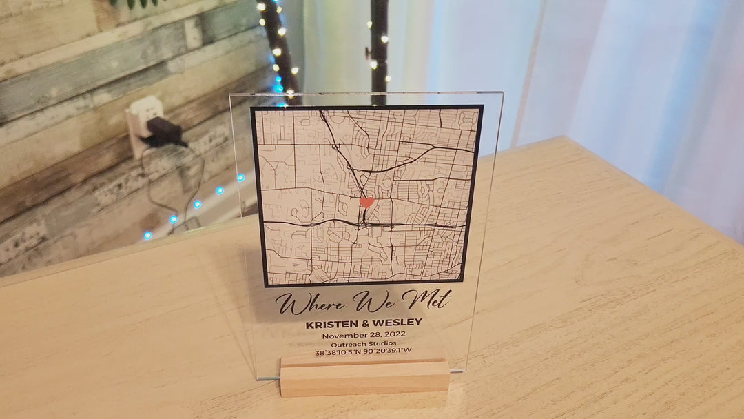 Where We Met Personalized Map Plaque